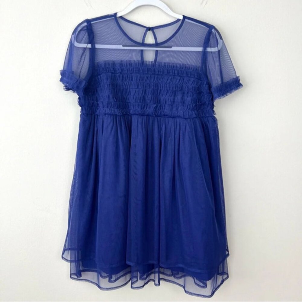 by Anthropologie Sheer Ruffled Tulle Mini Dress